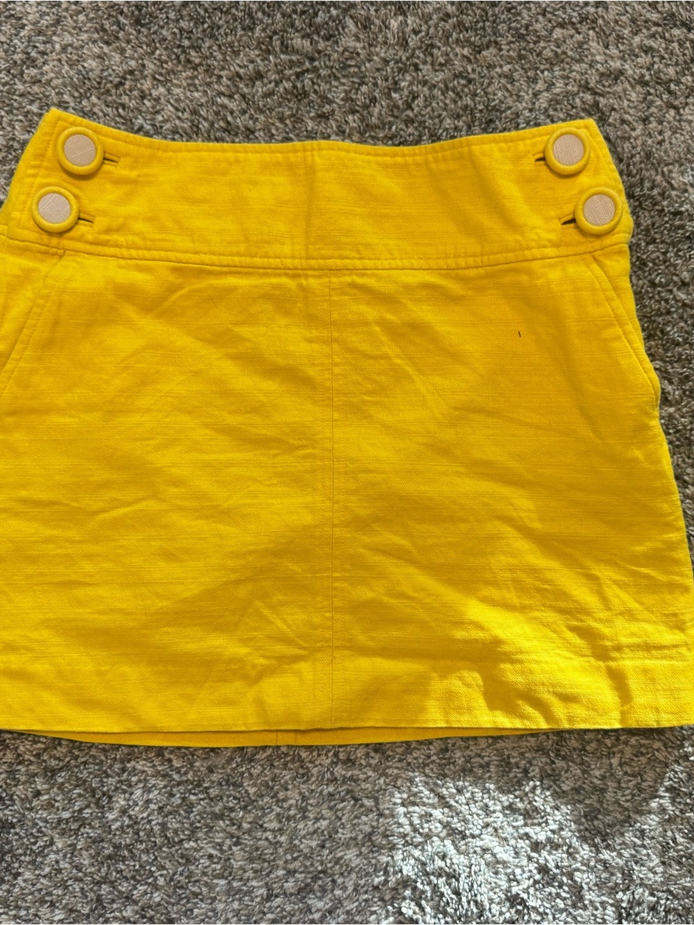 Yellow Button-Accent Mini Skirt